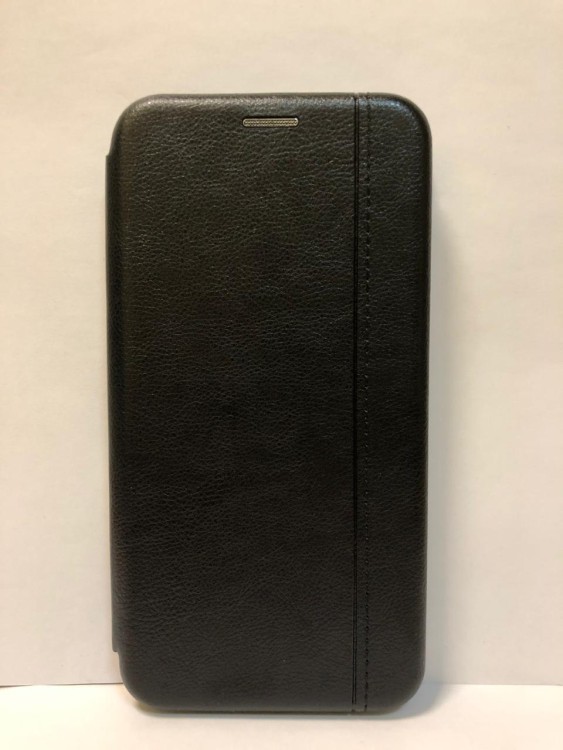 Чехол книжка для Xiaomi redmi Note 8 (Черная) с полоской