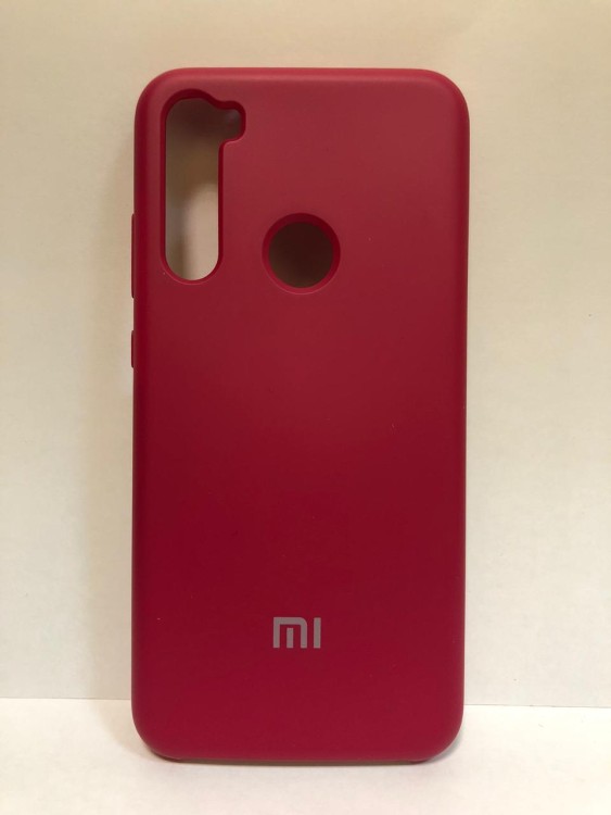 Силиконовая накладка для Xiaomi redmi Note 8 (с логотипом MI малиновый)