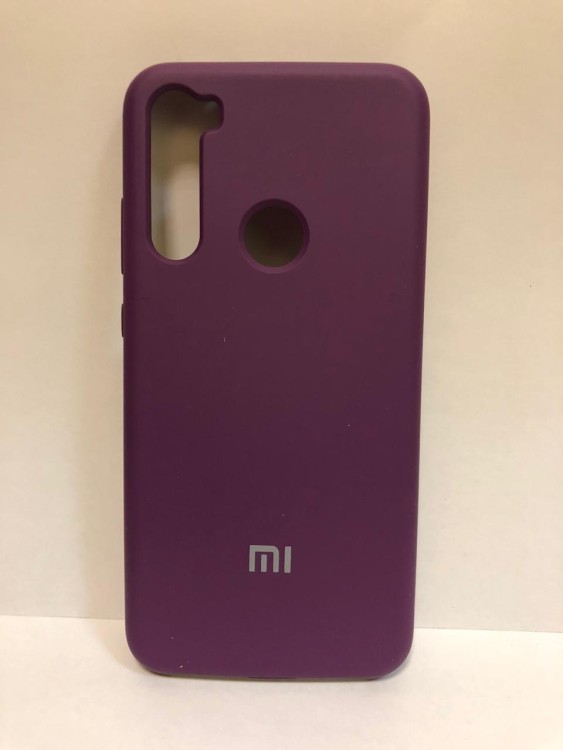 Силиконовая накладка для Xiaomi redmi Note 8 (с логотипом MI фиолетовая)