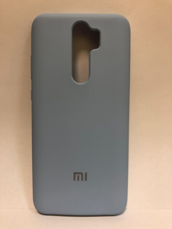 Силиконовая накладка для Xiaomi redmi Note 8 Pro (с логотипом MI светло-голубая)
