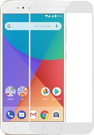 Защитное стекло 2D для Xiaomi Mi A1 белое