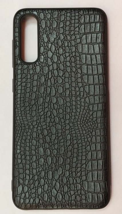 Силиконовая накладка для Samsung Galaxy A50 (Черная под кожу)