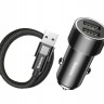 Автомобильное зарядное устройство Baseus Small Screw 3.4A Dual-USB iP Type-C (Black) TZXLD-B01