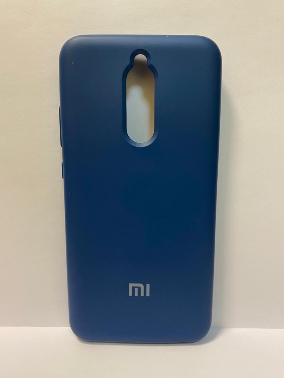 Силиконовая накладка для xiaomi redmi 8 с логотипом Mi (Синяя)